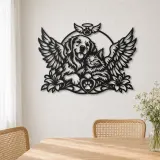 Pet Memorial Wings Metal Wall Art | Pet Lover Silhouette Decor - lifestyle view 4