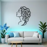 Rose Profile Muse Metal Wall Art | Minimalist Woman Line Art
