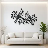 Two Birds on Branch Metal Wall Art | Wildlife Silhouette Decor