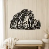 Cowboy and Horse Metal Wall Art | Equestrian Wall Decor - lifestyle view 5