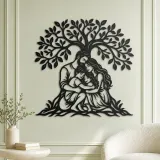 Family Tree Embrace Metal Wall Art | Family Silhouette Decor - lifestyle view 2