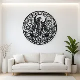 Lotus Moon Woman Metal Wall Art | Minimalist Woman Line Art
