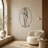 Oval Frame Woman Metal Wall Art | Fashion Figure Wall Decor - lifestyle view 5