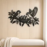Sparrow Family Metal Wall Art | Wildlife Silhouette Decor - lifestyle view 5