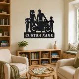 Personalized Sport Motorcycle Family of Four Metal Wall Art - lifestyle view 4
