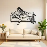 Cozy Sofa Couple Metal Wall Art | Romantic Couple Decor