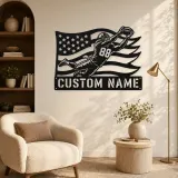 Personalized Number 88 Diving Receiver American Flag Metal Wall Art - lifestyle view 5