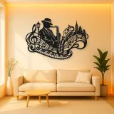 Saxophone Jazz Flow Metal Wall Art | Music Room Wall Decor