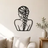 Geflochtene Haar Muse Metallschild | Minimalistische Frauen-Linienkunst