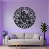 Lotus Moon Woman Metal Wall Art | Minimalist Woman Line Art