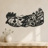Santorini Coastal Line Metal Wall Art | Travel and City Wall Decor - lifestyle view 3