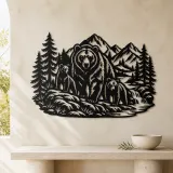 Bear Mountain Scene Metal Wall Art | Wildlife Silhouette Decor - lifestyle view 3