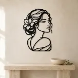 Calm Side Glance Metal Wall Art | Minimalist Woman Line Art - lifestyle view 3