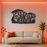 Elephant Family Walk Metal Wall Art | Wildlife Silhouette Decor