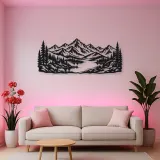 Highland Lake View Metal Wall Art | Nature Silhouette Decor