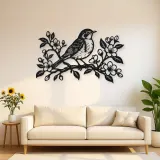 Robin Spring Branch Metal Wall Art | Wildlife Silhouette Decor