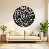 Wildlife World Circle Metal Wall Art | Wildlife Silhouette Decor