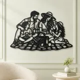 Family Picnic Metal Wall Art | Family Silhouette Decor - lifestyle view 2