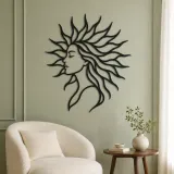 Sunray Hair Muse Metal Wall Art | Minimalist Woman Line Art - lifestyle view 2
