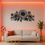 Sunflower Horizon Metal Wall Art | Botanical Metal Wall Decor