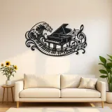 Piano Wave Keys Metal Wall Art | Music Room Wall Decor