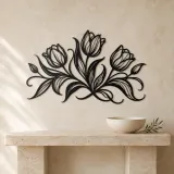 Tulip Trio Flow Metal Wall Art | Botanical Metal Wall Decor - lifestyle view 3