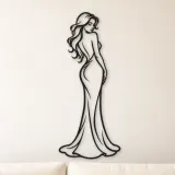 Cartel de metal personalizado de la musa del vestido de medianoche | Arte lineal minimalista de mujer