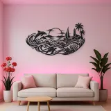 Endless Blue Horizon Metal Wall Art | Nature Silhouette Decor