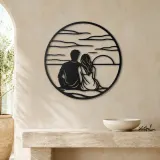 Sunset Silhouette Metal Wall Art | Romantic Couple Decor - lifestyle view 3