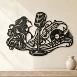 Microphone Melody Metal Wall Art | Music Room Wall Decor - lifestyle view 3