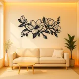 Magnolia Branch Metal Wall Art | Botanical Metal Wall Decor