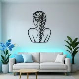 Braided Hair Muse Metal Wall Art | Minimalist Woman Line Art
