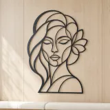 Geometric Face Muse Metal Wall Art | Minimalist Woman Line Art - lifestyle view 5