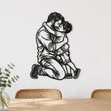 Single Father Child Metal Wall Art | Family Silhouette Decor - lifestyle view 4