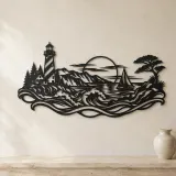 Lighthouse Coastline Metal Wall Art | Coastal and Nautical Wall Decor - lifestyle view 3