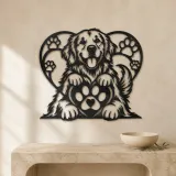 Dog Paw Heart Metal Wall Art | Pet Lover Silhouette Decor - lifestyle view 3