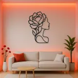 Single Profile Bloom Metal Wall Art | Minimalist Woman Line Art