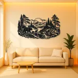 Bear Forest Trail Metal Wall Art | Wildlife Silhouette Decor