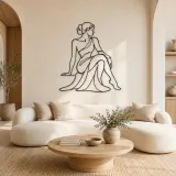 Cartel de metal personalizado Seated Side Glance | Decoración mural de figura femenina