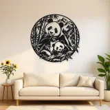 Panda Bamboo Metal Wall Art | Wildlife Silhouette Decor