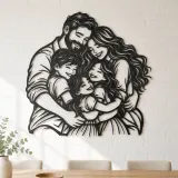 Family Group Hug Metal Wall Art | Family Silhouette Decor - lifestyle view 4