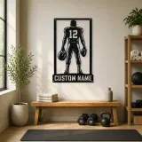 Personalized Number 12 Football Player Back View Metal Wall Art - lifestyle view 4