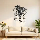 Two Faces One Line Metal Wall Art | Romantic Couple Decor