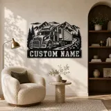 Personalized Refrigerated Semi Truck Mountain Metal Wall Art - lifestyle view 5