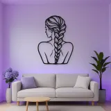 Braided Hair Muse Metal Wall Art | Minimalist Woman Line Art