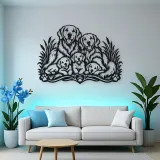 Golden Retriever Family Metal Wall Art | Pet Lover Silhouette Decor