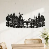 Amsterdam Canal Line Metal Wall Art | Travel and City Wall Decor - lifestyle view 4
