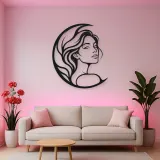 Moon Curve Face Metal Wall Art | Minimalist Woman Line Art