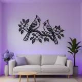 Two Birds on Branch Metal Wall Art | Wildlife Silhouette Decor