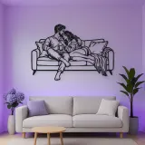 Cozy Sofa Couple Metal Wall Art | Romantic Couple Decor